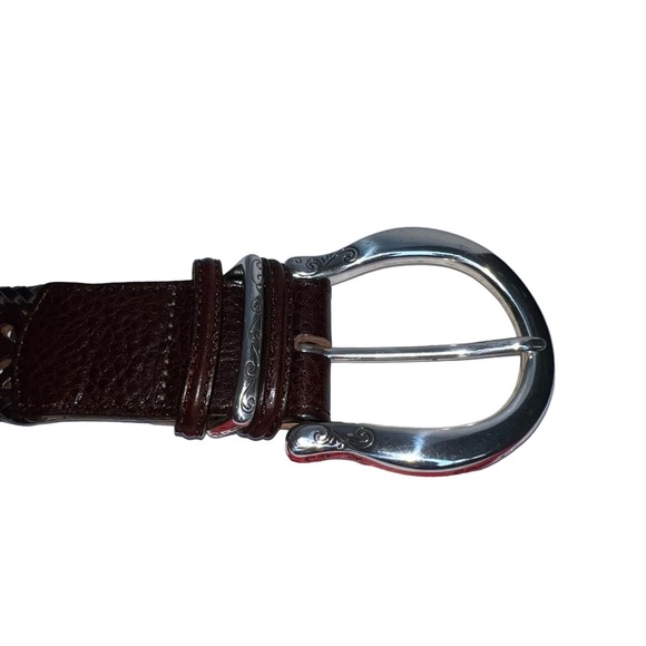Brighton Carved Floral Pattern Leather Belt  Size Large Dark Brown main image 4